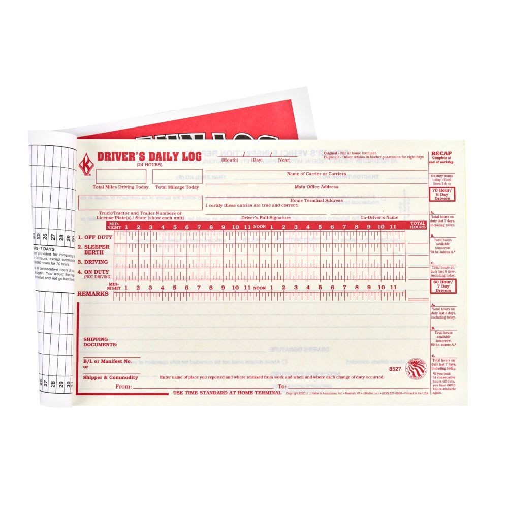 Driver Daily Log Book 10-pk. with DVIR & Recap, 2-Ply with Carbon, 8.5″ x 5.5″
