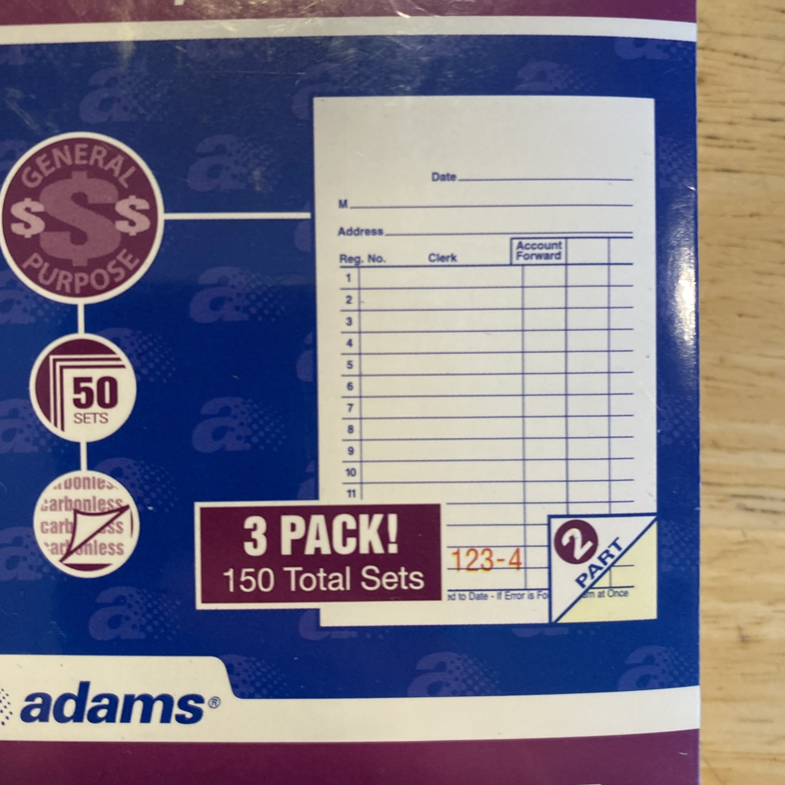 Adams General Purpose Sales Book, 2-Part, 3 Count (Pack of 1), White/Canary