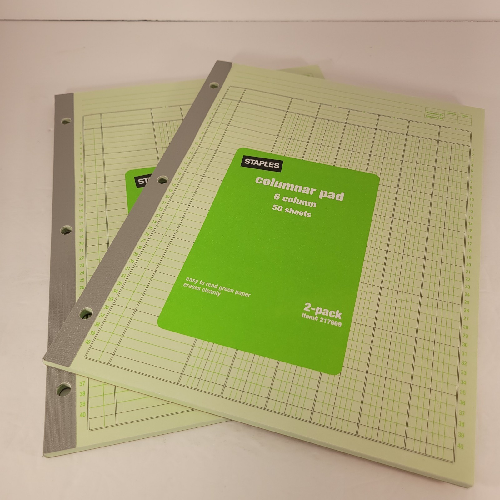 Columnar Pad, 6 Columns, 11 x 8.5 Inches, 50 Sheets Staples 2 Pack Unused