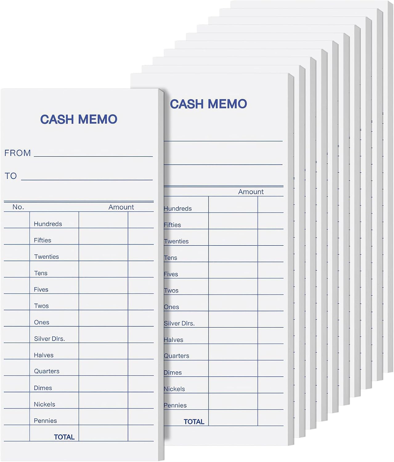 Eaasty 1000 Sheet Cash Memo 2.75 x 6.25 Inch Currency Coin Counting White