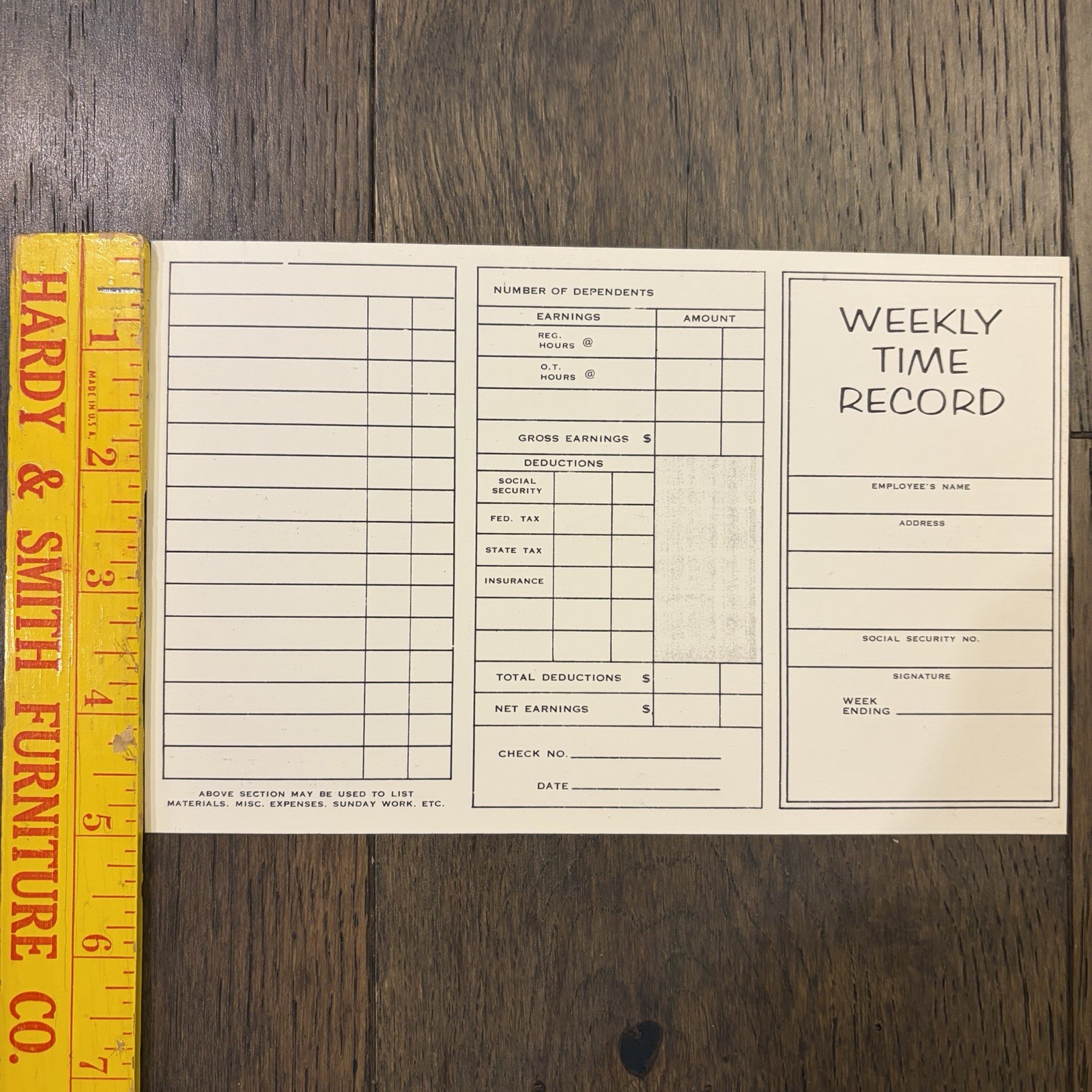 50 Vtg Business Employee Weekly Time Record Cards 7 7/8” X 5” White/ Black Print