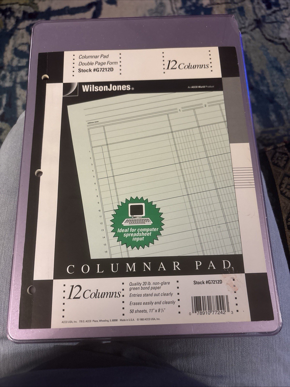Wilson Jones Columnar Pad G7212D 12 Columns 50 Sheets 8.5 X 11 Inches