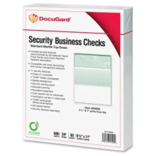 Docugard 04521 Security Business Checks Marble Top 8-1/2″ x 11″ Green 500 Shts