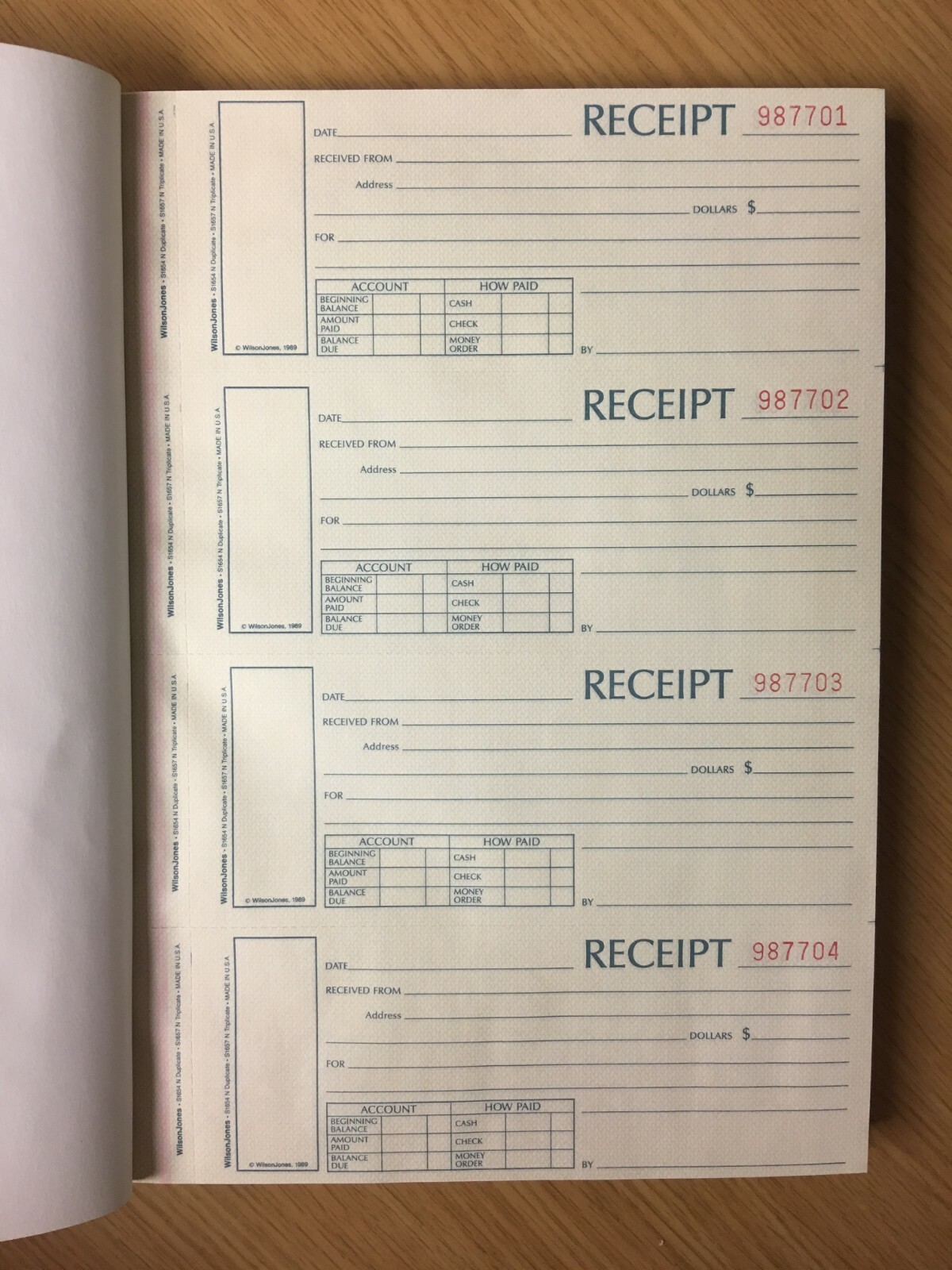 Hardcover Book Money Receipt 8-1/2″ x 11″ Numbered, 3 Part, Carbon – NEW!