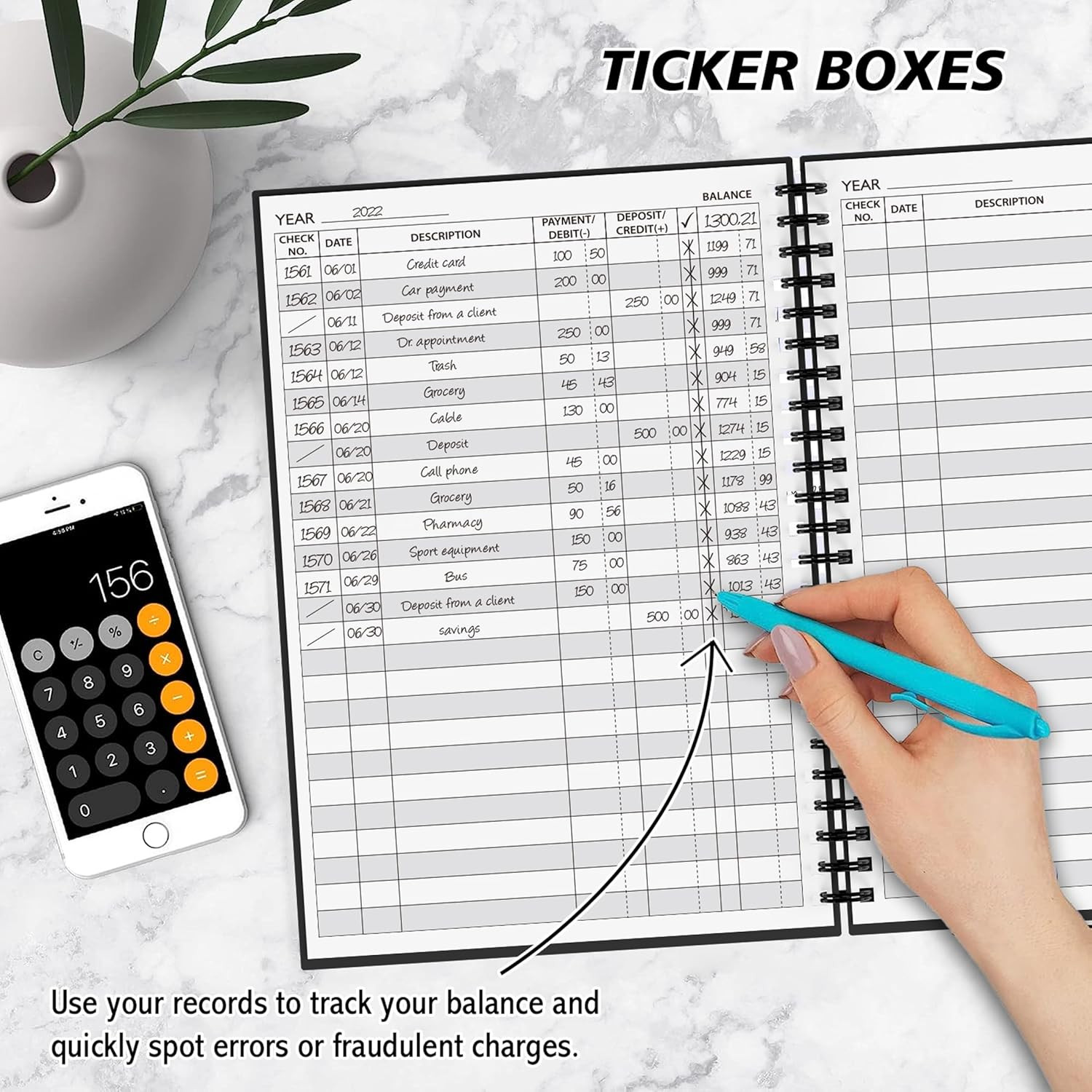 Accounting Ledger Book – A5 Check Register for Small Businesses & Personal Use