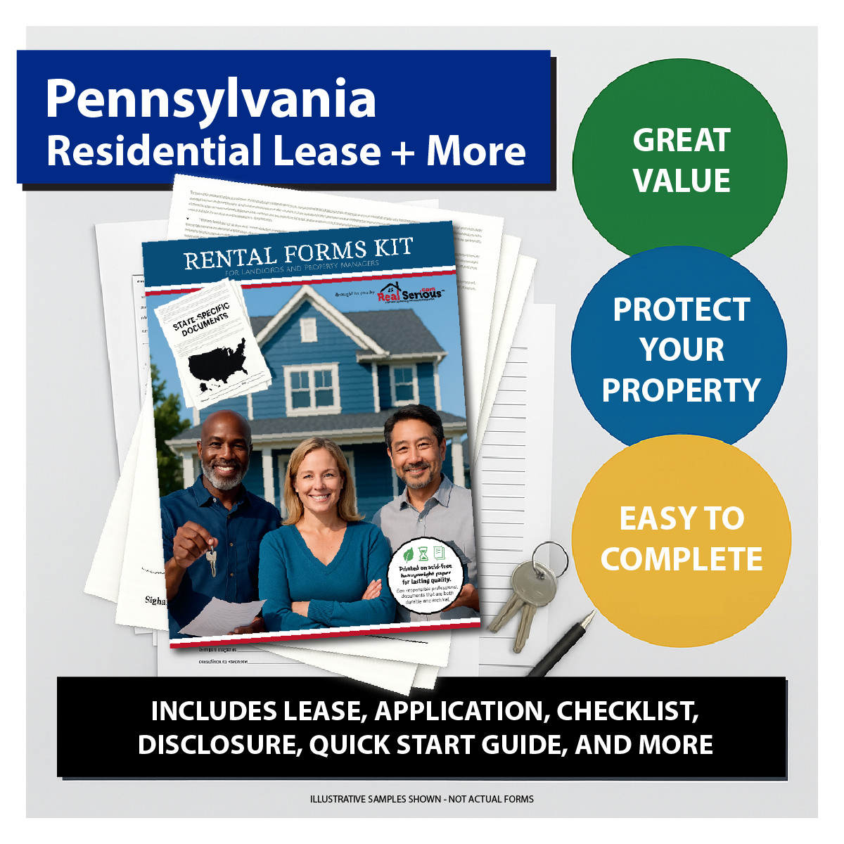 Pennsylvania Residential Lease Agreement + Landlord Rental Forms Kit