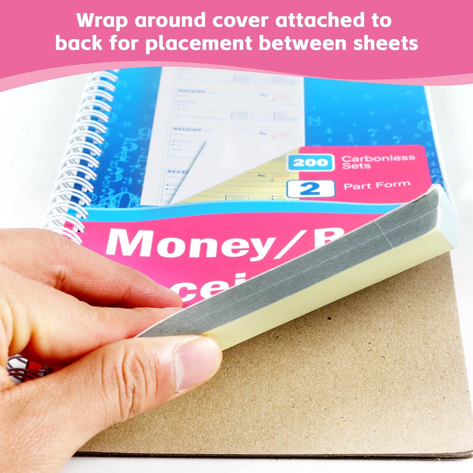 4 Pads Carbonless Rent & Money Receipt Book – 200 Sets, 5.25×11 Inch, Spiral Bou