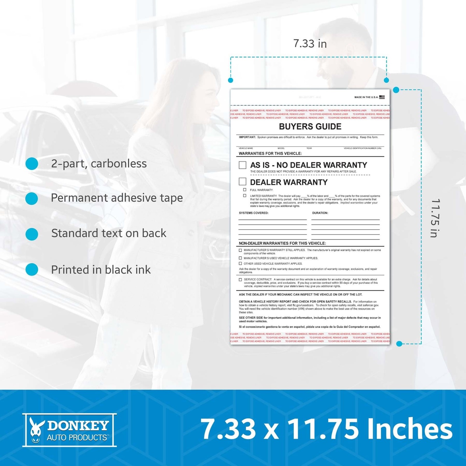 2-Part Buyers Guide Form – Adhesive Tape – English – As Is – Warranty (100 pe…