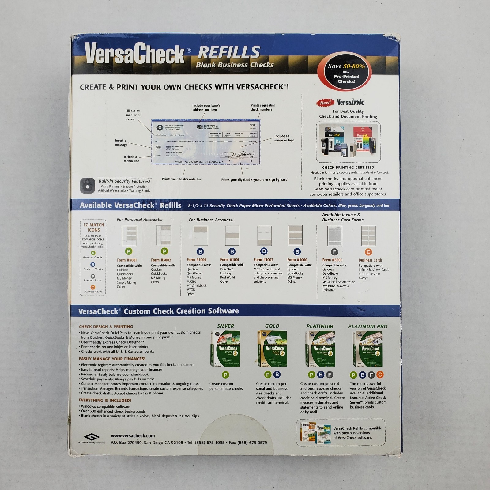 VersaCheck Security Business Check Refills Form #1000 Burgundy Prestige 1 Box