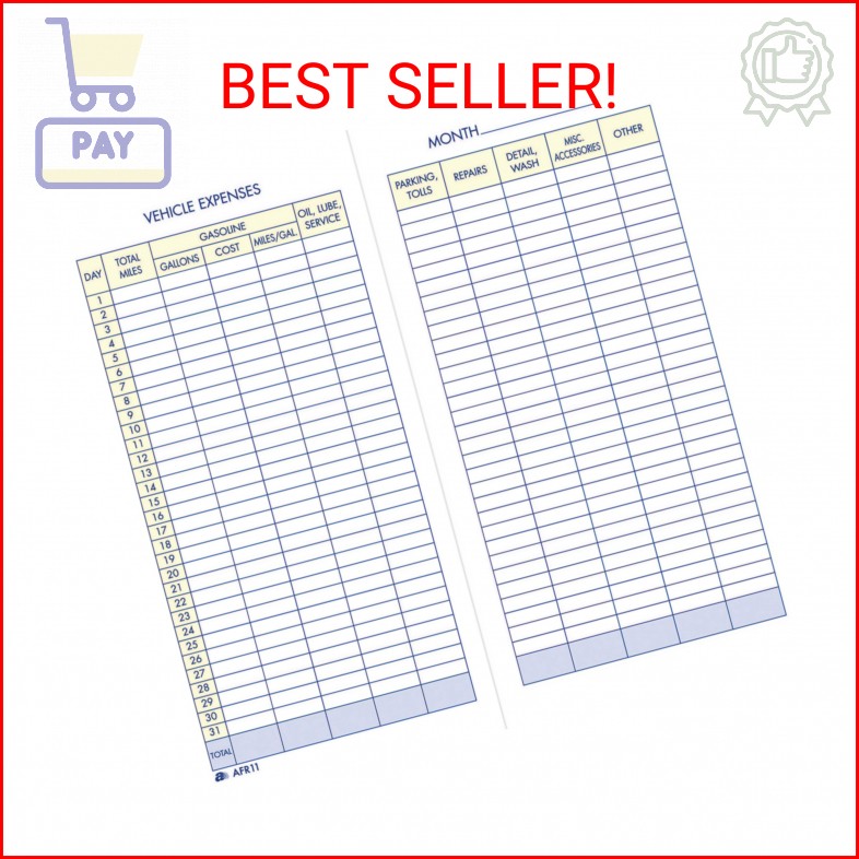 Adams Vehicle Expense Journal, , 3.25 x 6.25 Inches, White (AFR11)