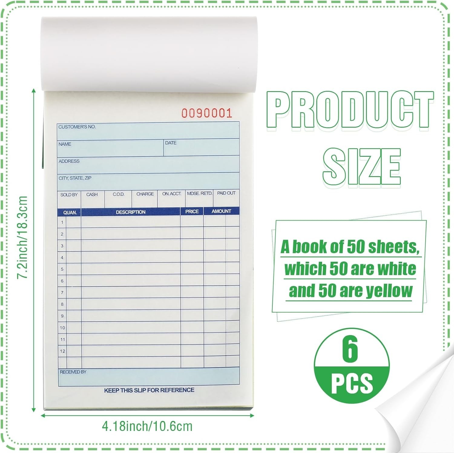 Efficient Carbonless Sales Order Book Set – 6 Pads, 50 Receipts Each