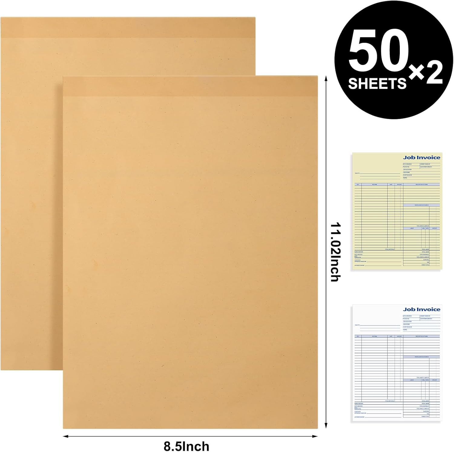 2 Pcs Contractors Invoice Book Carbonless Forms Receipt 8.5 x 11 Inch Work Order