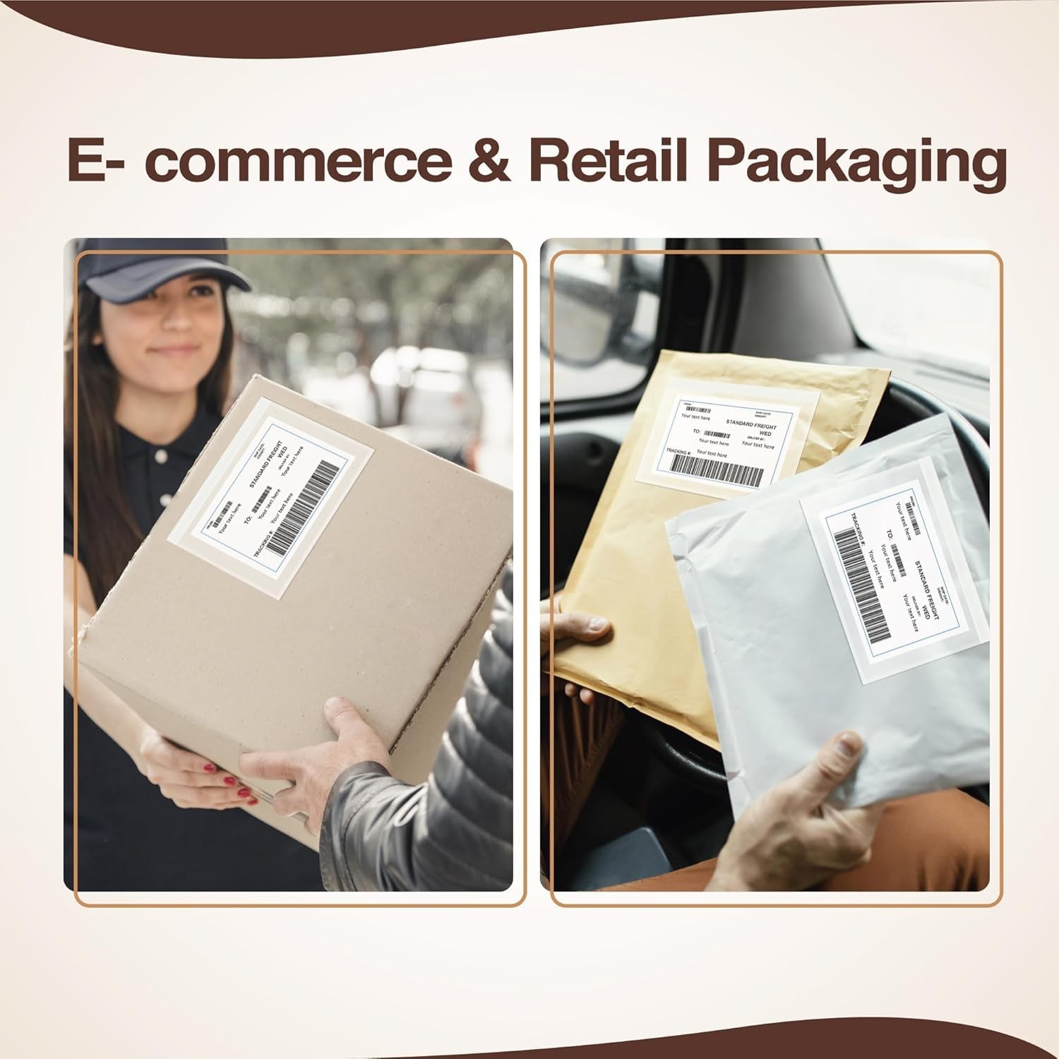 100 PCS 9.5×12 Inch Shipping Label Sleeves Adhesive Packing Slip Pouches Mat