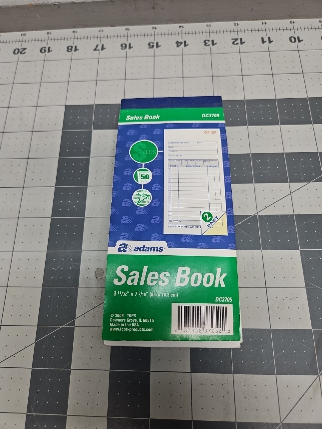 Adams Sales Order Book, 2 Part Carbonless, 3-11/32 x 7-3/16 Inches