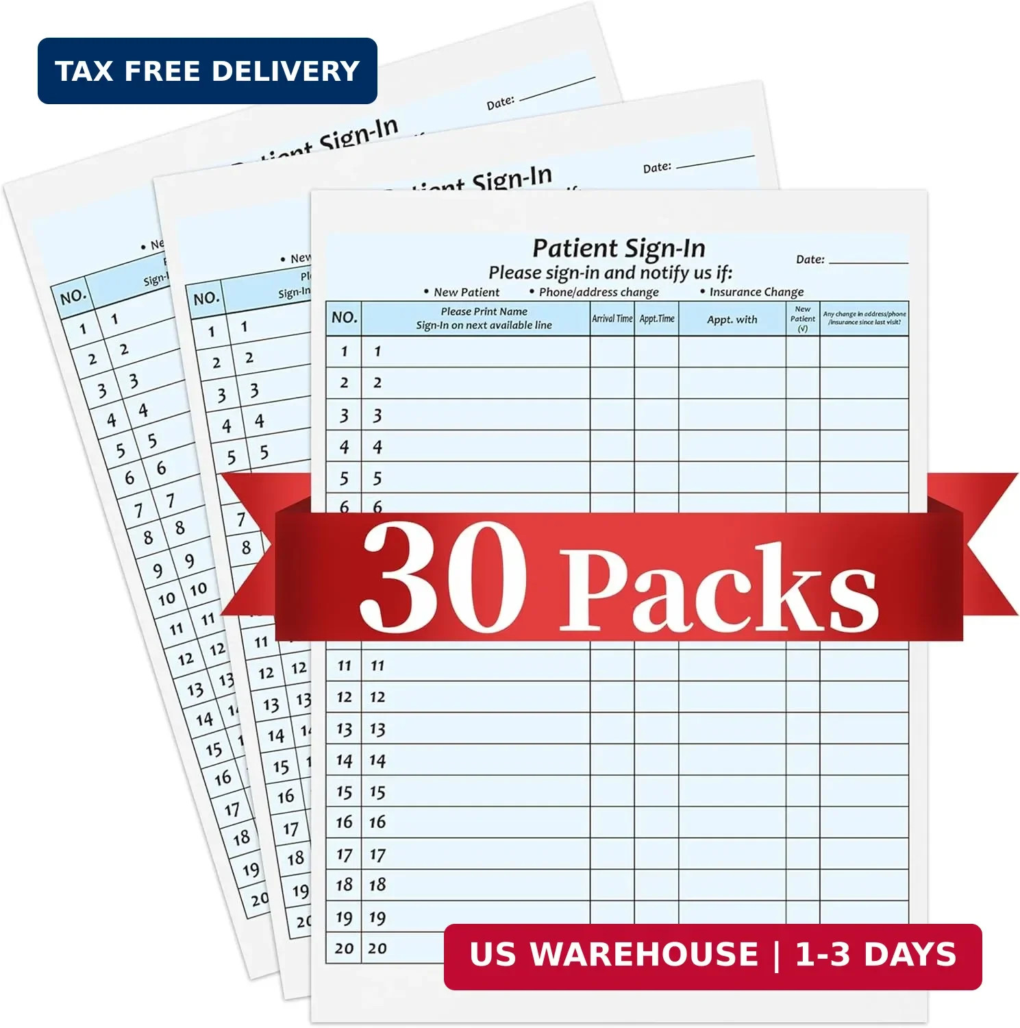 30Packs,Patient Sign in Sheets,HIPAA Compliant,Adhesive Peel-Off Patient Form