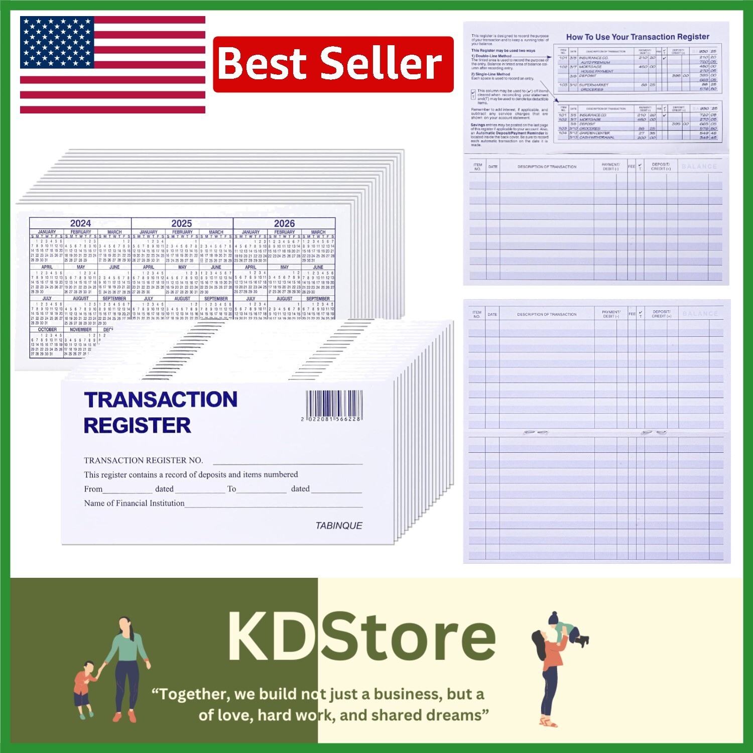 24-Pack Easy Read Check Registers for Personal Finance Tracking – 3″ x 6″