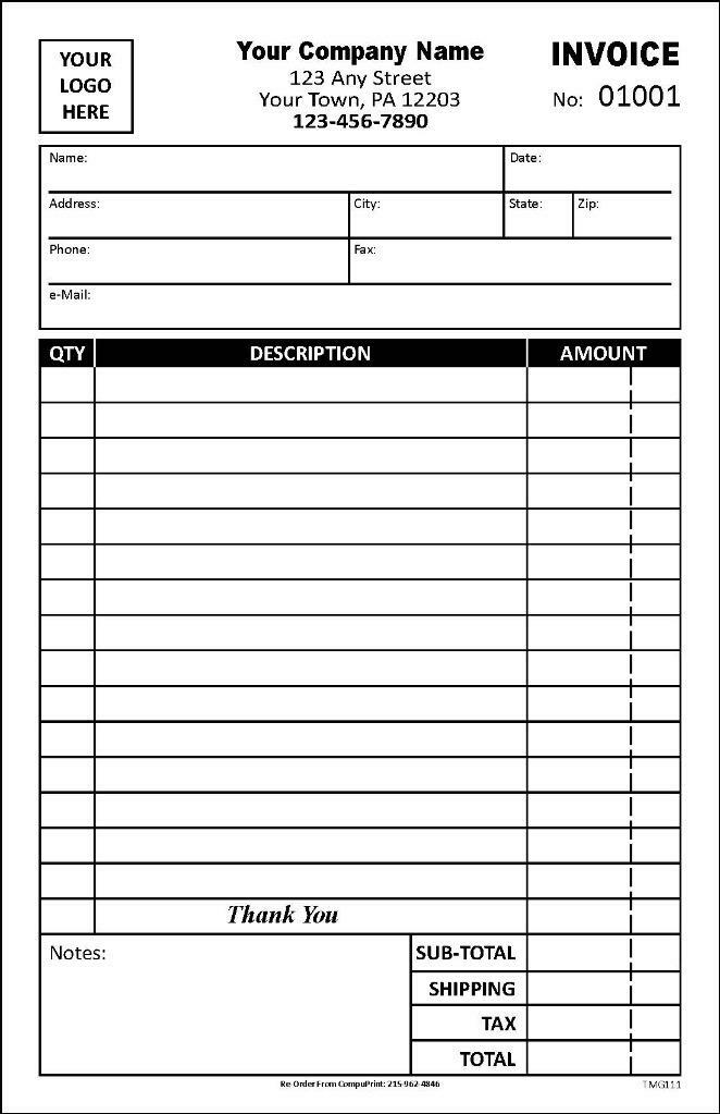 Custom 3 Part Forms /Invoice/Sales Receipt/Estimate/Quote/Proposal TMG111
