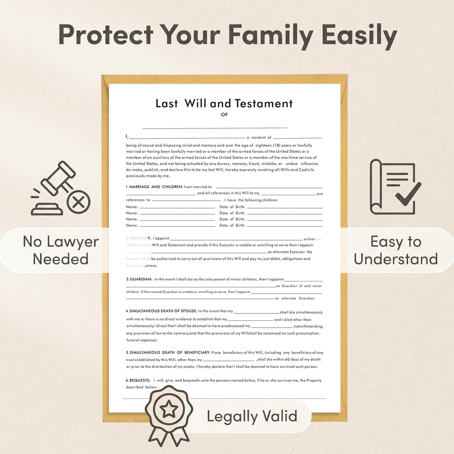 Last Will and Testament Kit, Joyfulmap Simple Forms – Includes3 Blank…