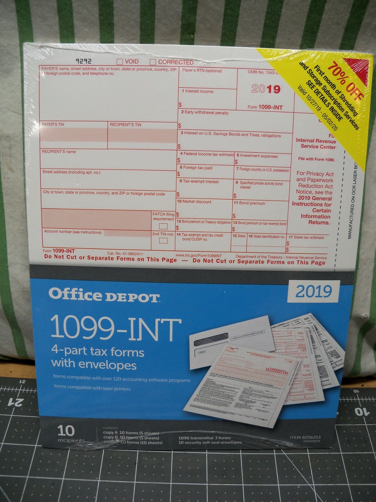 2019 Office Depot 1099-INT Tax Forms w Envelopes, 4-Part,10-PK Staples USA