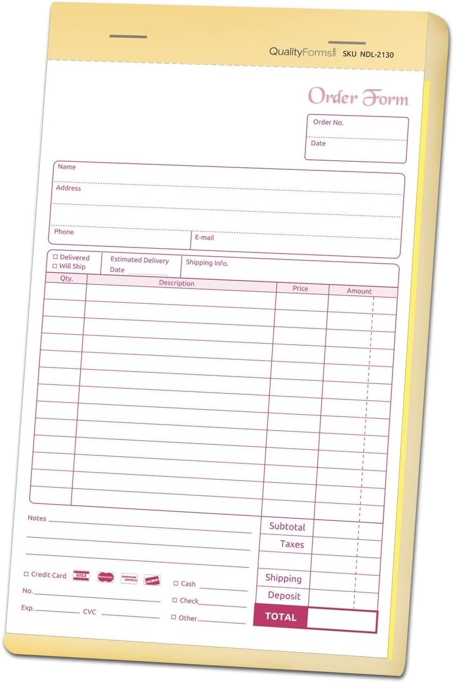 Wraparound NCR Order Forms – 50 Carbonless Sets, Perfect for Customer Orders