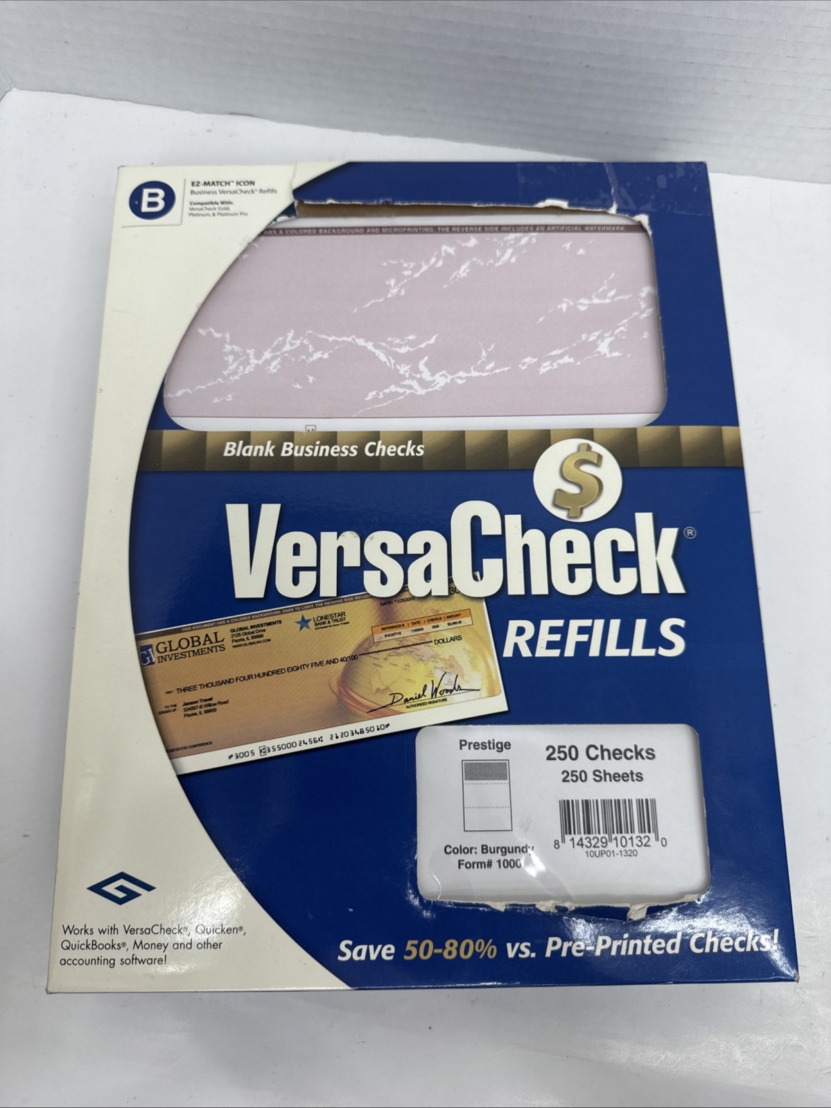 Versacheck Blank Business Checks 250 Refills Ez-match Icon. Burgundy Form#1000