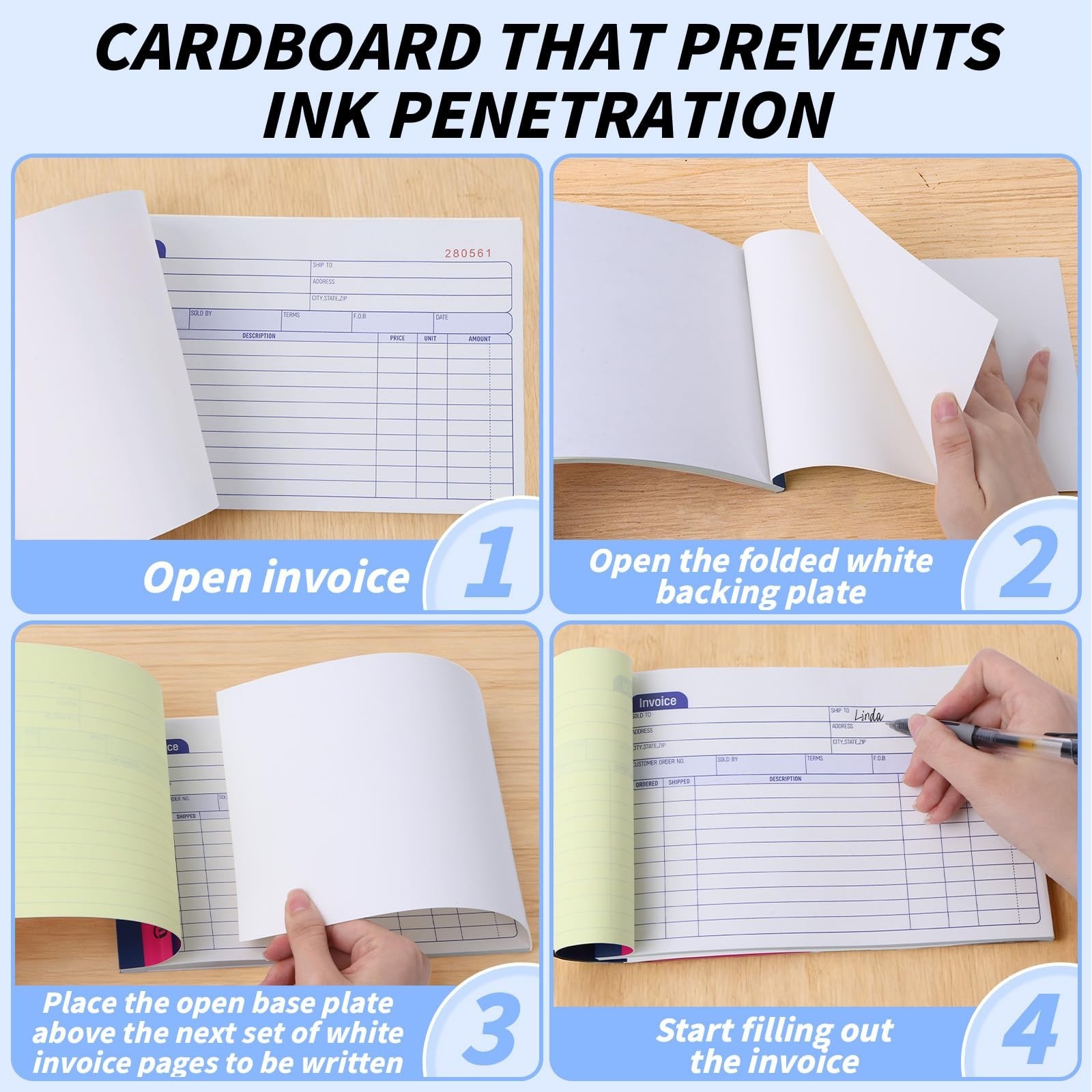 40 Pack Carbonless Invoice Books 2 Part, Small Business Receipt Pads, 5.5″x8.5