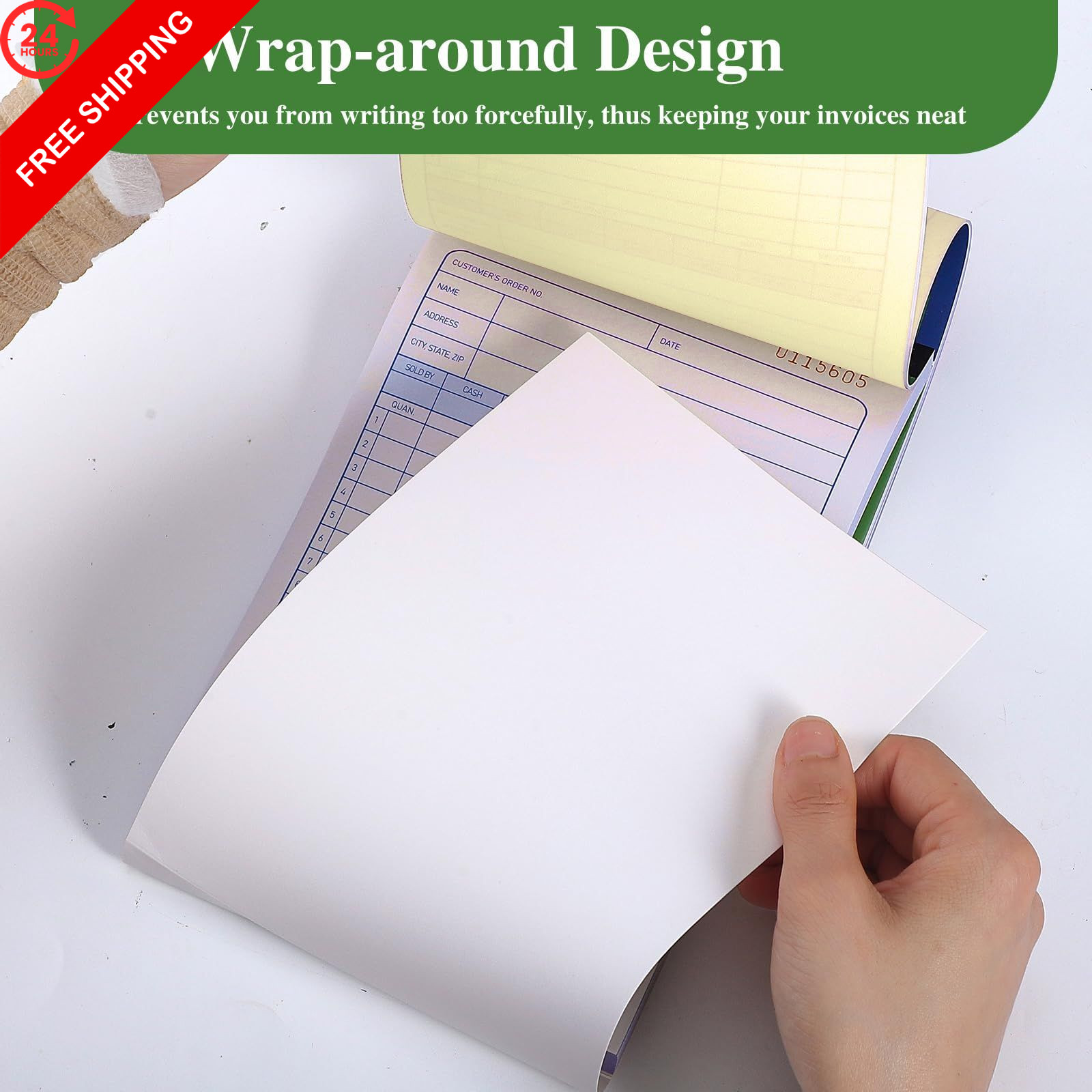 6 Pack Sales Order Book, 5-9/16 x 8-7/16″ Receipt Book with Carbon…