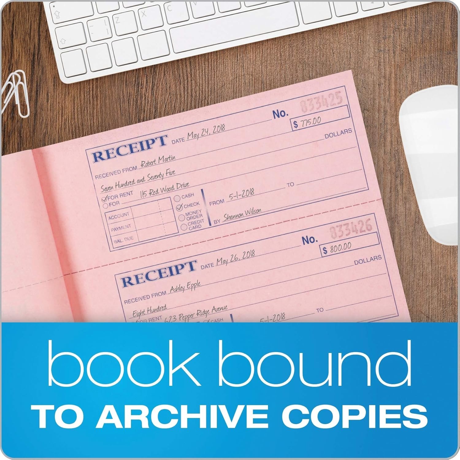 Adams Money and Rent Receipt Books, 3-Part Carbonless, 7-5/8″ x 10-7/8″, Bound 4