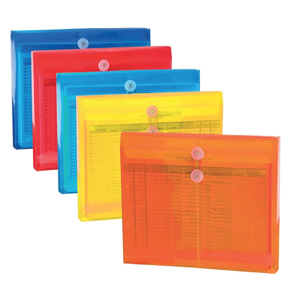 Smead Poly Project Envelope, 9-3/4 x 11-5/8 Inches (5-Pack), Assorted Colors