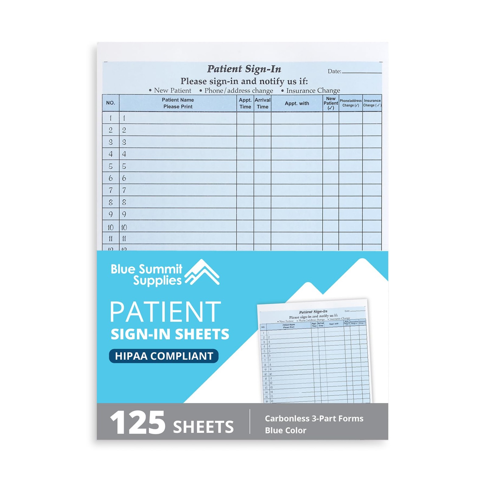 125 Patient Sign in Sheets, HIPAA Compliant, Peel Off Adhesive Labels Carbonl…