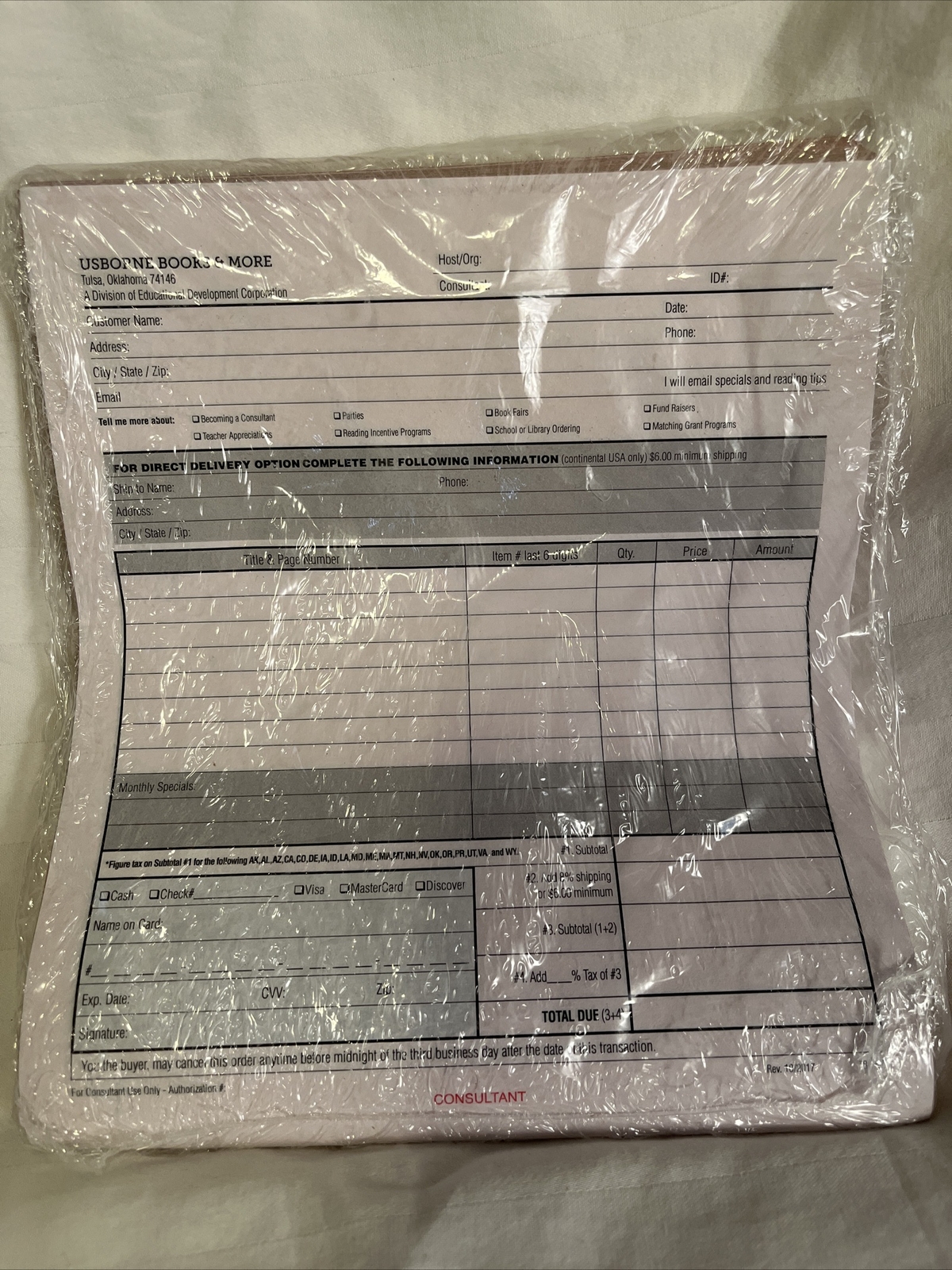 Usborne Books & More Business Supplies – UBAM Carbon Paper Order Forms (11)- New
