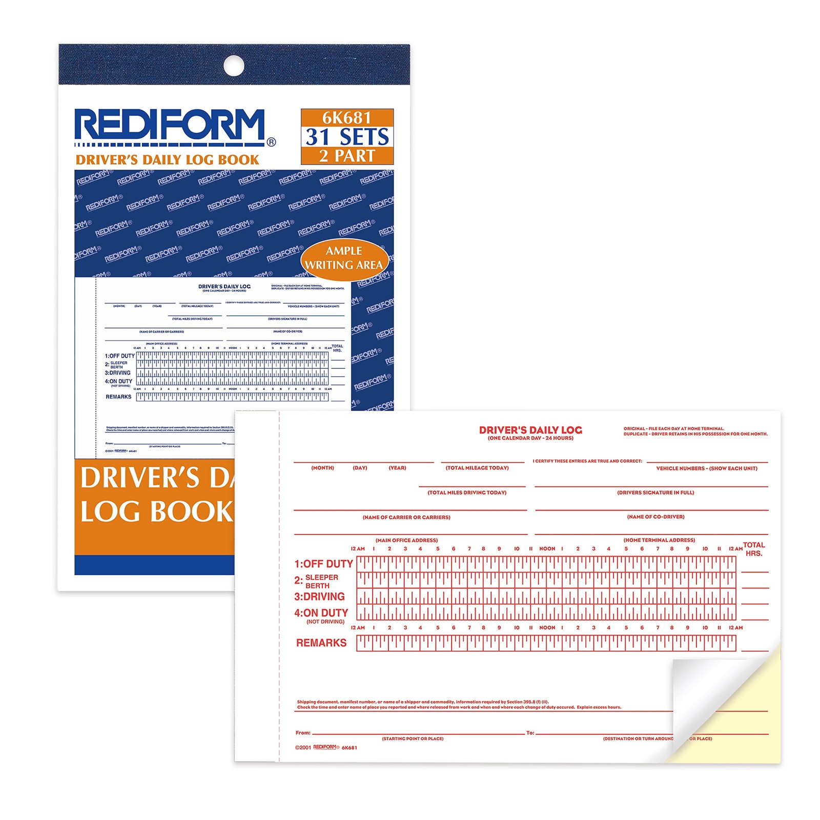 White Yellow Delivery Receipt Book with 31 Duplicates Carbonless Forms
