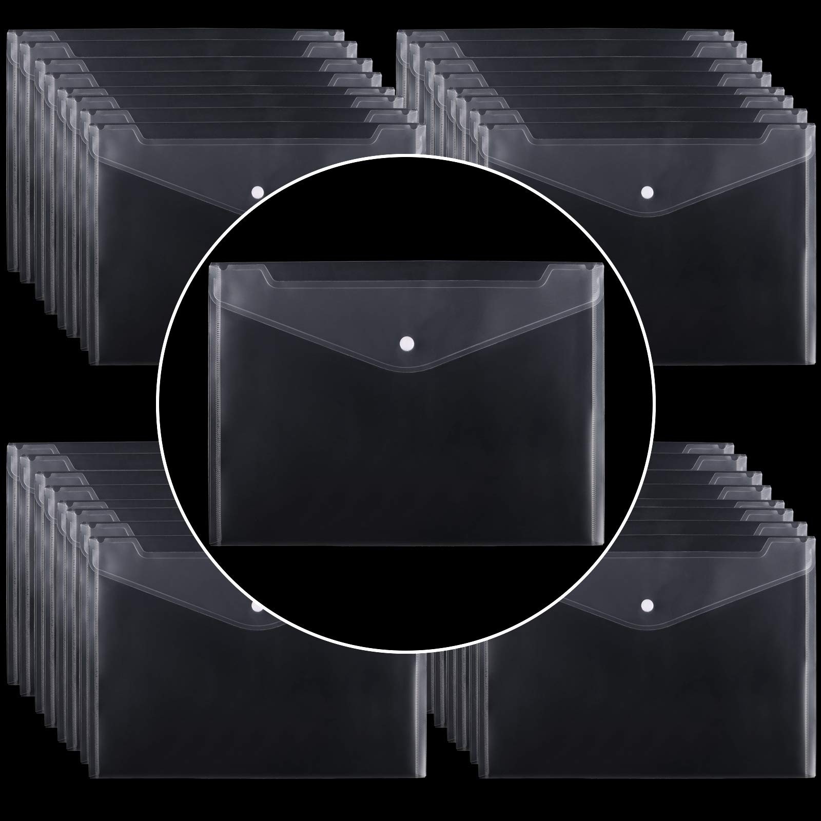 ZEONHAK 100 Pack Plastic Envelopes, 13×9 Inch Reusable One Size, Transparent