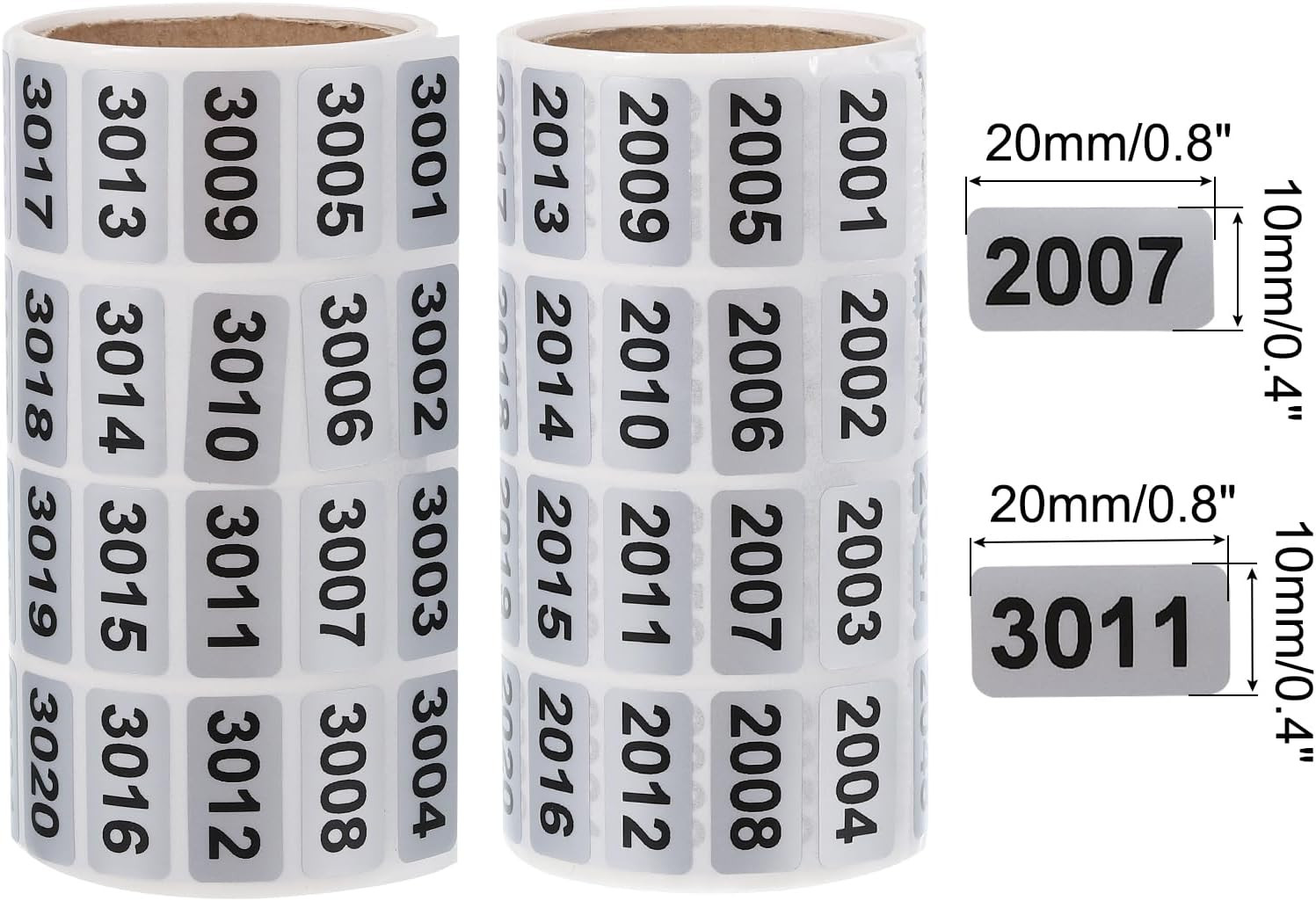 2001 to 3000, 3001 to 4000 Consecutive Number Stickers Inventory Label Black Num