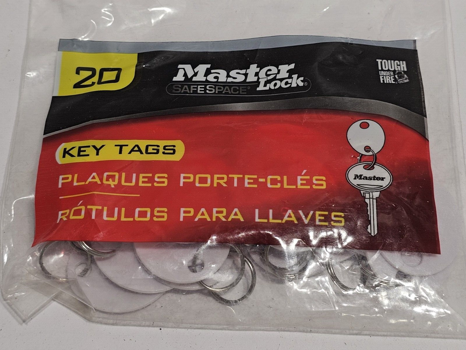 MASTER LOCK 7116D PASTIC KEY TAG BAG 20PCS WHITE