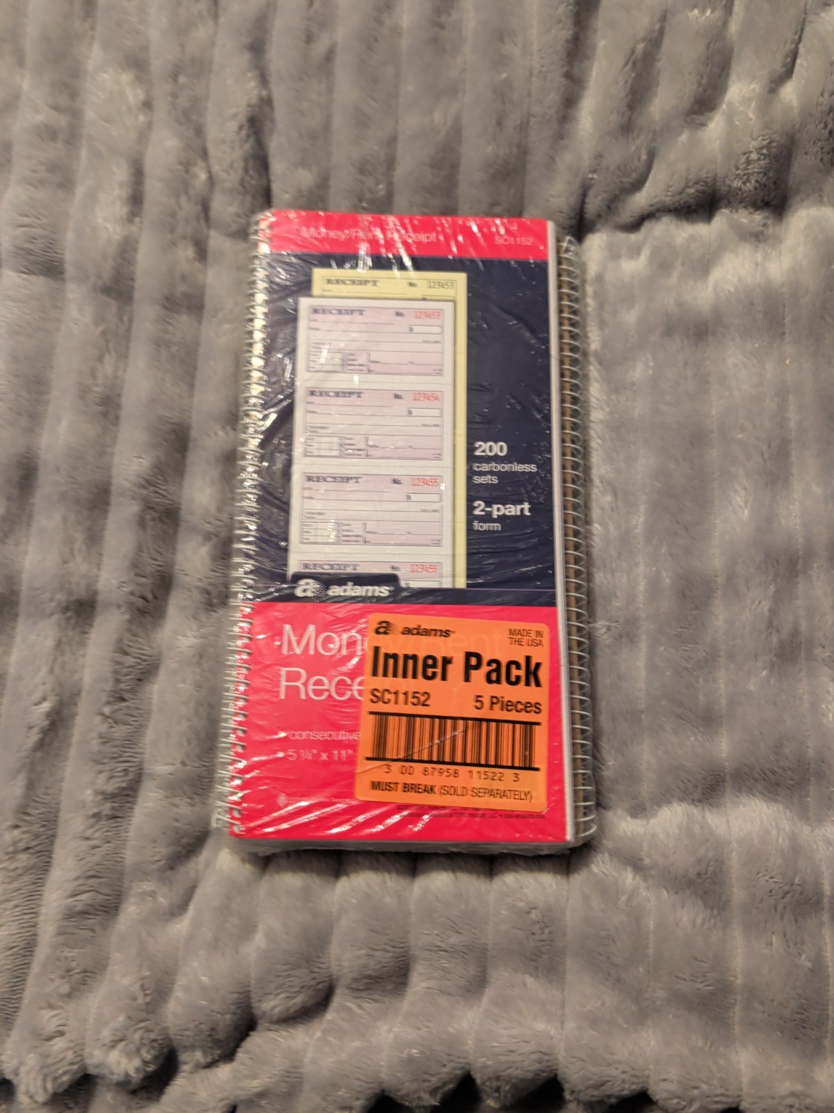 Adams SC1152 Carbonless Receipt Book, 5 1/4″ x 11″, 2-Part, 200 Sets – 5 BOOKS