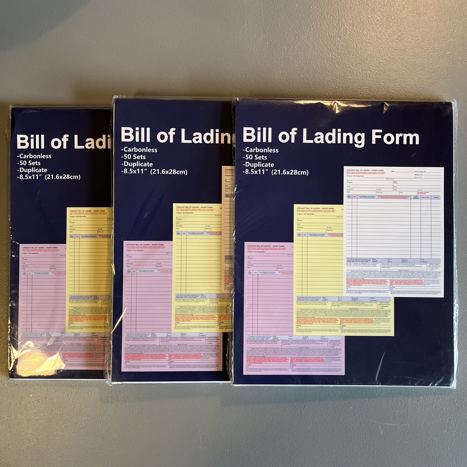 Lot of 3 Bill Of Lading 50 Packs Carbonless Triplicate Pads – 8.5×11” 150 Total
