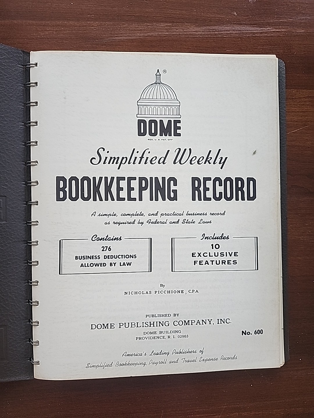 Vtg 1968 Dome Simplified Weekly Bookkeeping Record No 600 New Old Stock NoS