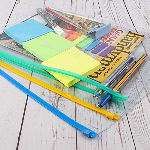 EOOUT 24pcs Plastic Envelopes Poly Zip Files Zipper 10 Colors
