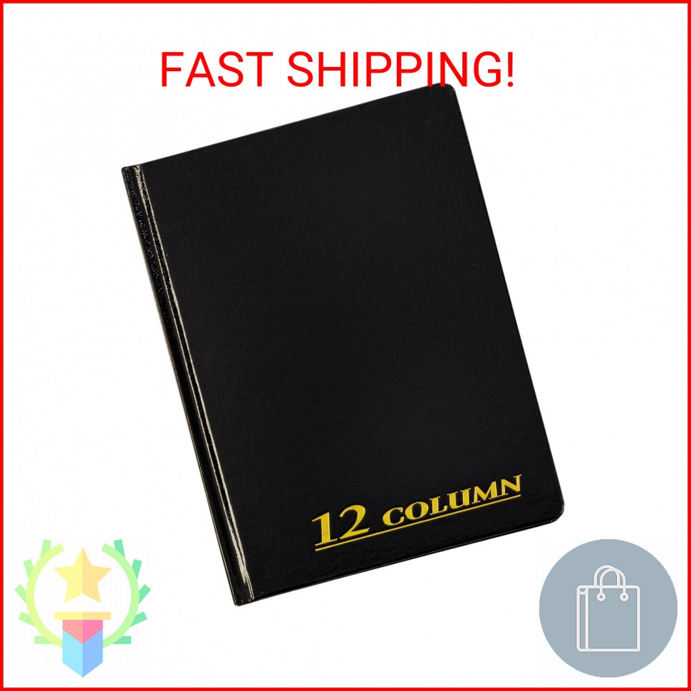 Adams Account Book, 7 x 9.25 Inches, Black, 12-Columns, 80 Pages (ARB8012M)