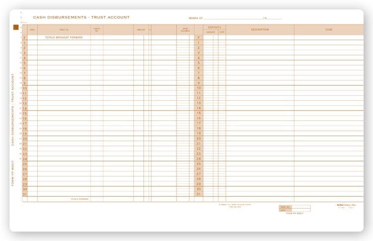 800JT Legal Trust Account Journal 17 1/2 x 11″ QTY 25