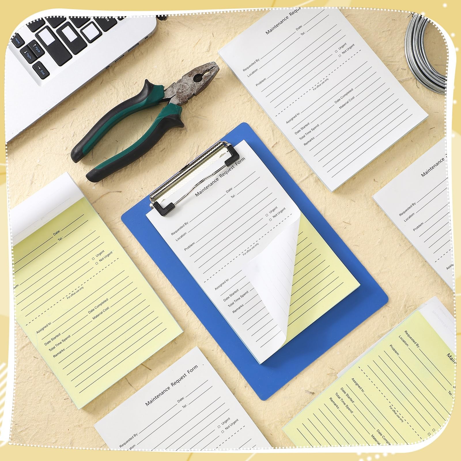 Clabby 400 Sets Maintenance Request Book/Forms/Slips, 2 Part Carbonless, 4….