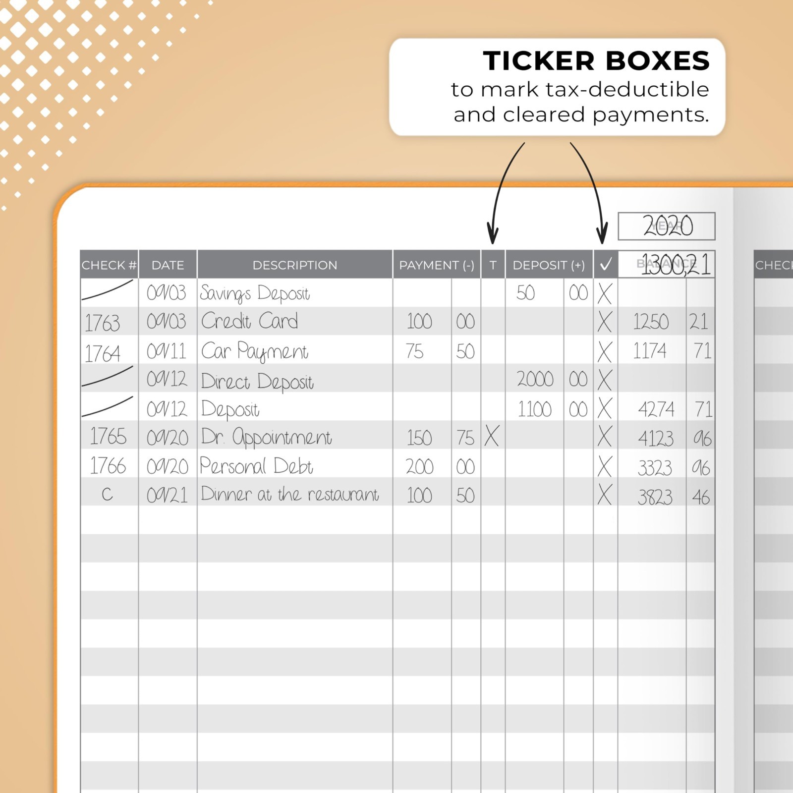 Deluxe Check Register Book – A5 Hardcover Accounting Ledger & Transaction Log –