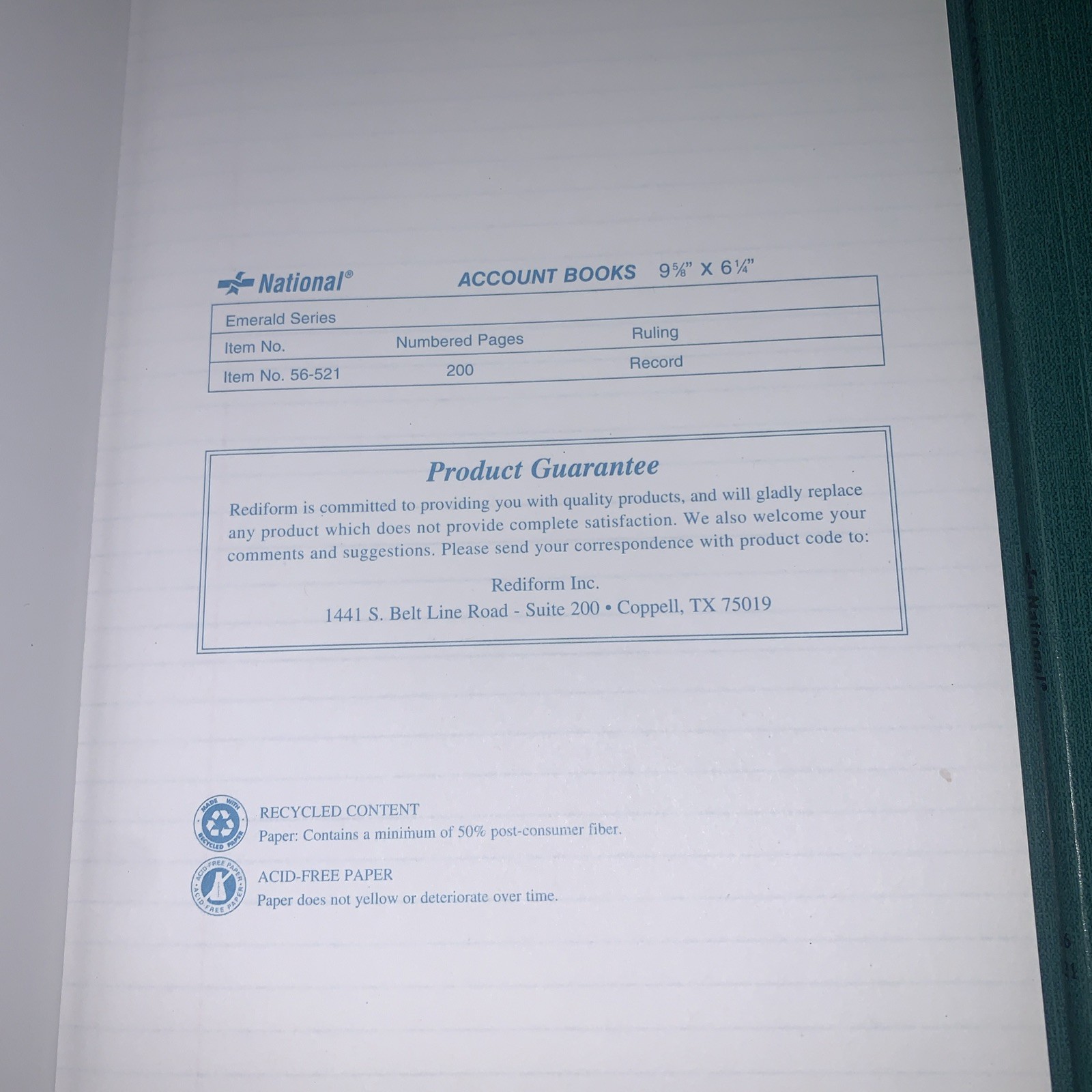 National Brand 56-111 Account Book Record Ruling 12-1/4 x 7-1/4″, 150 Page Each.