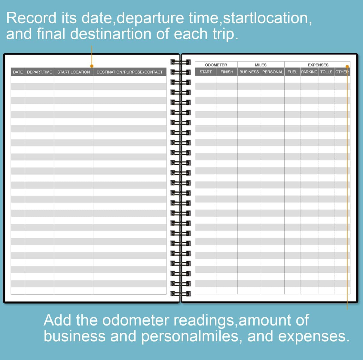 AT-A-GLANCE Auto Mileage Log Book Black