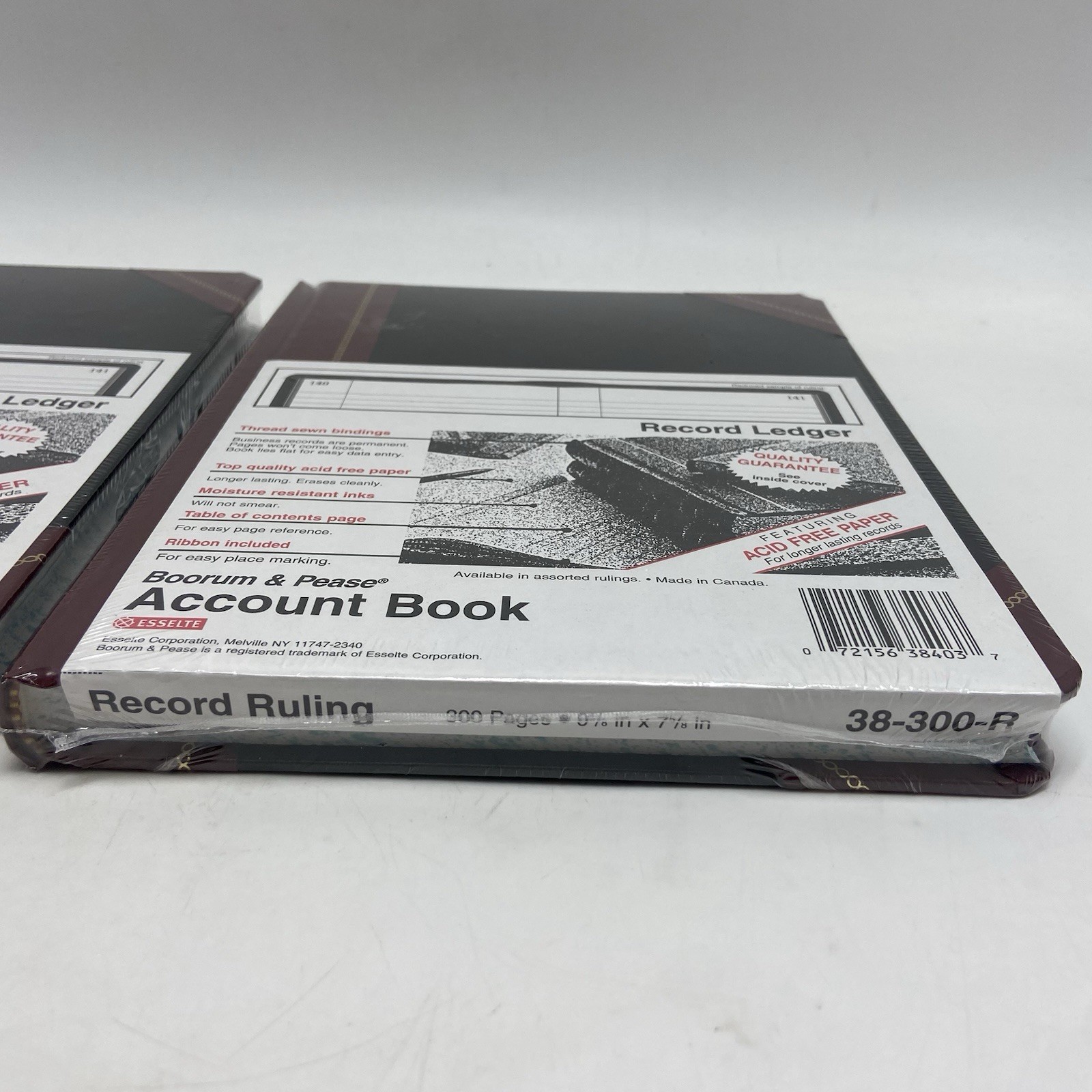 (2) Boorum & Pease Account Book Record Ledger Black/Red 300 Pages 38-300-R