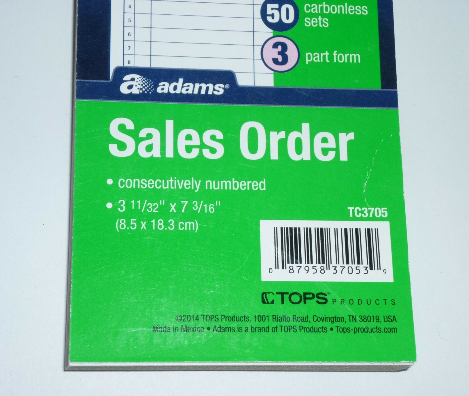 Adams General Purpose Sales Book Carbonless 3-Part, TC3705, 50 sets/pack