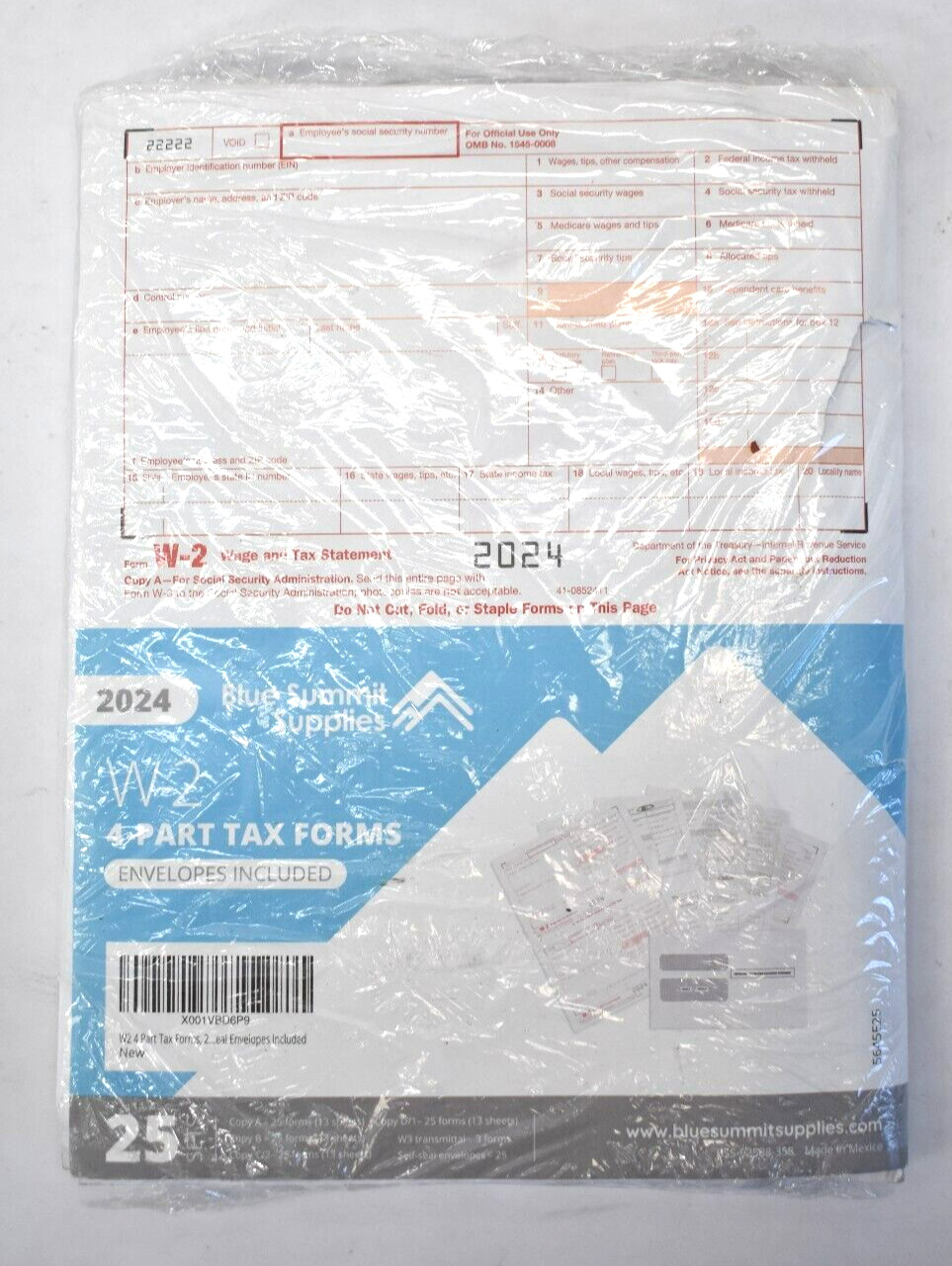 Blue Summit Supplies W2 Forms 2024 4 Part Tax Forms 25 Employee Kit Laser Forms