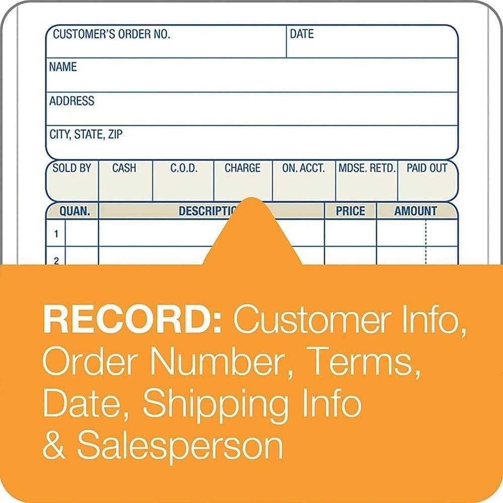 Sales Order Book, 3-Part, Carbonless, 4-3/16″ X 7-3/16″ Inch, 50 Sets, White,…