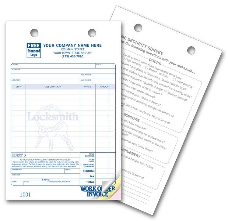 619 Locksmith Register Forms Large Classic 5 1/2 x 8 1/2″ QTY 250